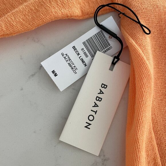 Aritzia Babaton Beck Linen Lg Sleeve Crew Neck Knit Sweater Apricot Ice Sz M NWT - Picture 7 of 11